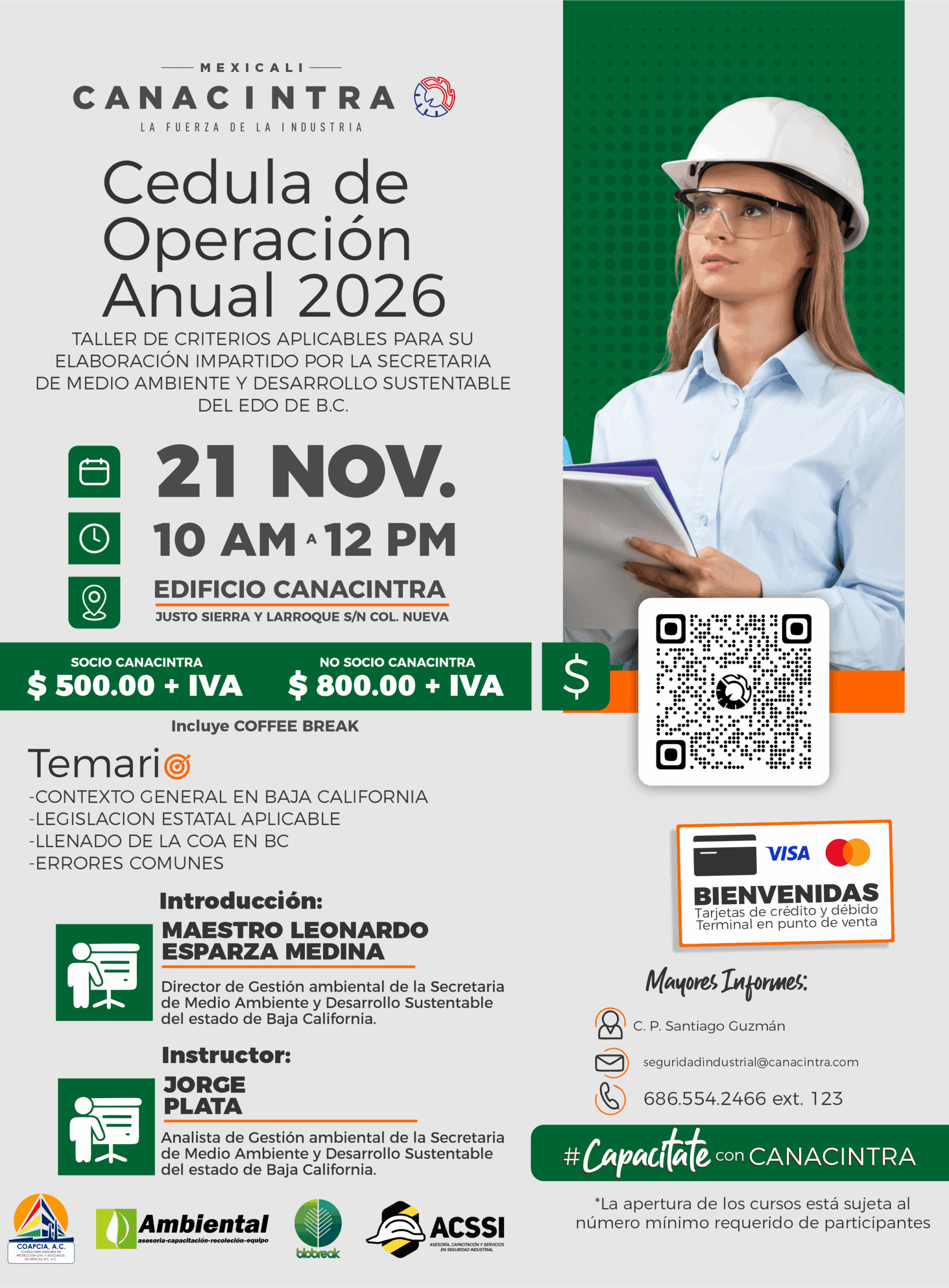 Cedula de Operación Anual 2026, TALLER DE CRITERIOS APLICABLES PARA SU ELABORACIÓN IMPARTIDO POR LA SECRETARIA DE MEDIO AMBIENTE Y DESARROLLO SUSTENTABLE DEL EDO DE B.C.