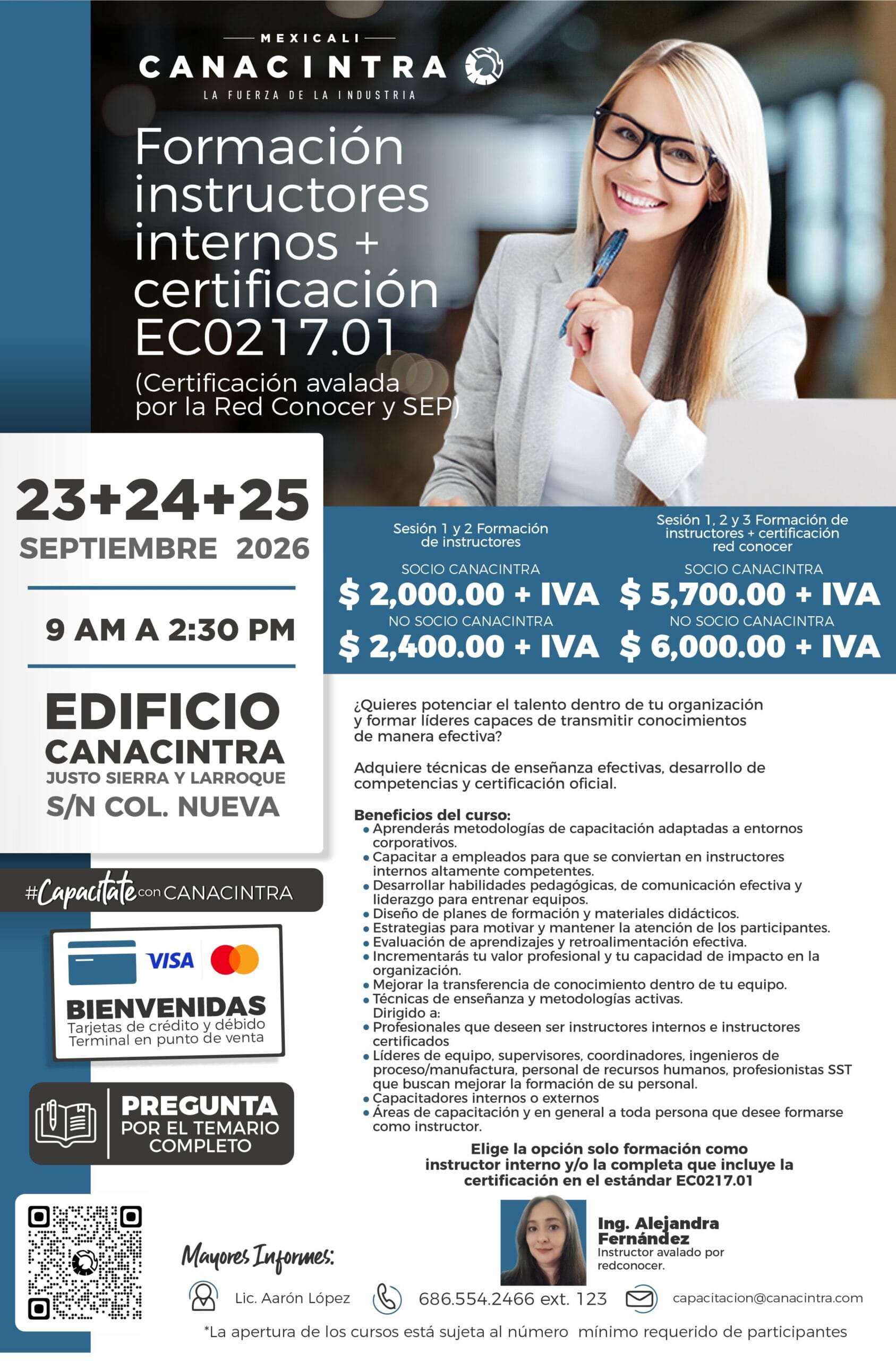 Formación instructores internos + certificación EC0217.01 (Certificación avalada por la Red Conocer y SEP)